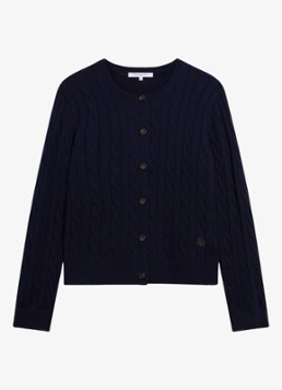 Gerard Darel Dames Kabelgebreide trui met ronde hals in de kleur Donkerblauw