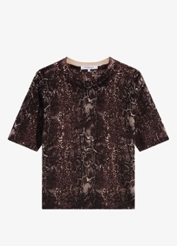 Gerard Darel Dames Rosa fijngebreide trui van merino wol met slangenprint in de kleur Bruin