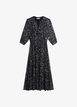 Gerard Darel Dames Corie maxi jurk van zijde met bloemenprint in de kleur Zwart