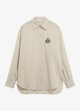 Gerard Darel Dames Lys blouse met streepprint en borduring in de kleur Beige