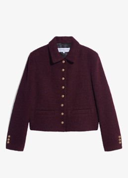 Gerard Darel Dames Julie jack in wolblend in de kleur Bordeauxrood
