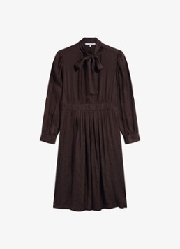 Gerard Darel Dames Cleme midi jurk met jaquard dessin in de kleur Donkerbruin