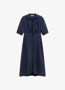 Gerard Darel Dames Midi jurk met pofmouwen in de kleur Donkerblauw