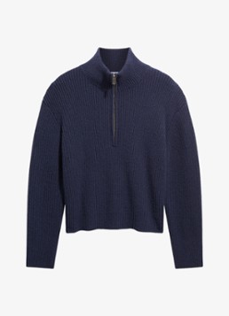 Gerard Darel Dames Rika ribgebreide coltrui met have rits in de kleur Donkerblauw