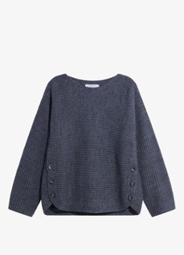 Gerard Darel Dames Riva grofgebreide trui in wolblend met boothals in de kleur Blauwgrijs