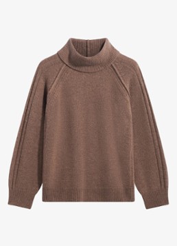 Gerard Darel Dames Robi fijngebreide trui van wol met col in de kleur Lichtbruin