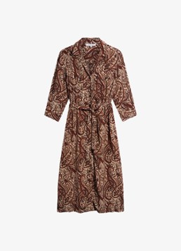 Gerard Darel Dames Cyra midi blousejurk met paisley dessin in de kleur Bruin