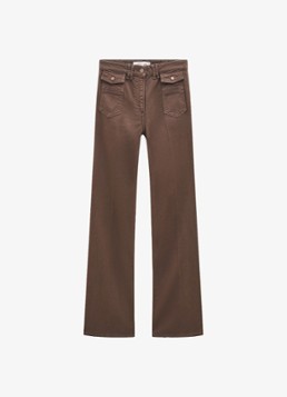 Gerard Darel Dames Anna high waist flared jeans met klepzakken in de kleur Bruin