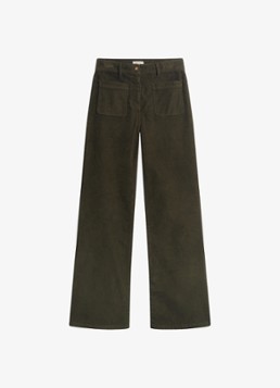 Gerard Darel Dames Mael high waist flared jeans van corduroy met opgestikte zakken in de kleur Mosgroen