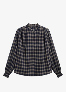 Gerard Darel Dames Lotte blouse in wolblend met ruitdessin in de kleur Blauw