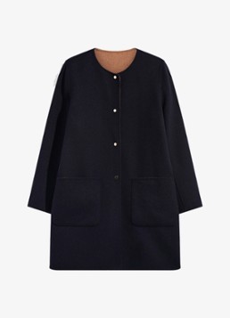 Gerard Darel Dames Anai reversible jas van wol met opgestikte zakken in de kleur Blauw