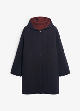 Gerard Darel Dames Aley reversible mantel van wol met capuchon in de kleur Blauw