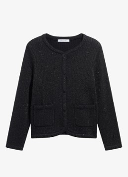 Gerard Darel Dames Roda grofgebreid vest met lurex in de kleur Zwart