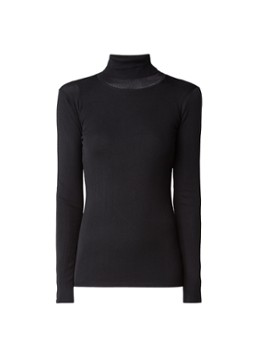 NIKKIE Dames Jolie top met col en lange mouwen in de kleur Zwart