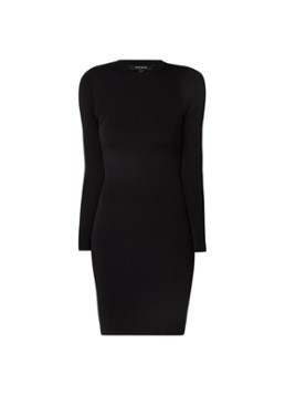NIKKIE Dames Jolie fijngebreide fitted midi jurk in de kleur Zwart