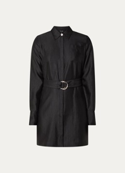 NIKKIE Dames Ohino mini blousejurk met ceintuur en borstzak in de kleur Zwart