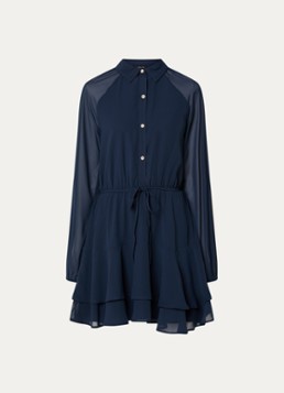 NIKKIE Dames Pragues mini blousejurk met ballonmouwen in de kleur Donkerblauw