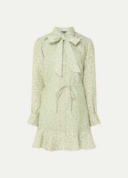 NIKKIE Dames Pragues mini jurk met panterprint in de kleur Lichtgroen