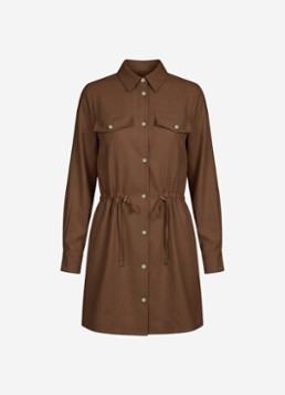 NIKKIE Dames Riva mini blousejurk met trekkoord in de kleur Cacao