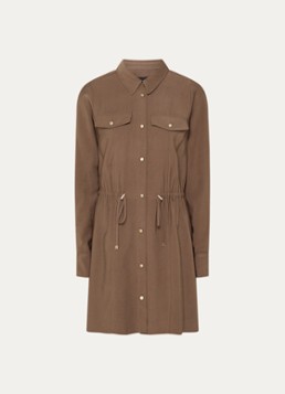NIKKIE Dames Riva mini blousejurk met trekkoord in de kleur Cacao