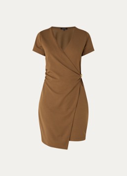 NIKKIE Dames Rimini mini jurk met V-hals in de kleur Cognac