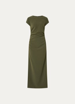 NIKKIE Dames Amine midi jurk met split in de kleur Donkergroen