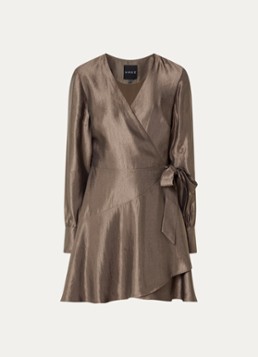NIKKIE Dames Mini jurk met strikceintuur in de kleur Lichtbruin