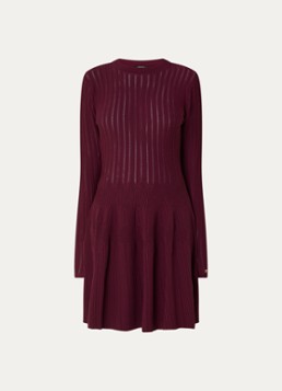 NIKKIE Dames Aubrie midi jurk met structuur in de kleur Aubergine