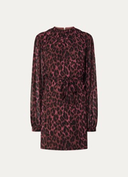 NIKKIE Dames Arabella mini jurk met dierenprint in de kleur Aubergine