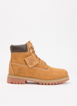 Timberland Meisjes Veterboot van leer met logo in de kleur Camel, maat: 39