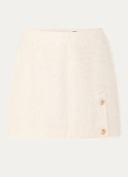 NIKKIE Dames Phana mini rok met strass en sierknopen in de kleur Creme