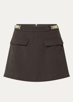 NIKKIE Dames Aisley mini broekrok met paspelzakken in de kleur Chocoladebruin