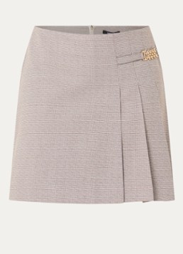NIKKIE Dames Avah mini rok met pied-de-poule dessin in de kleur Lichtbruin