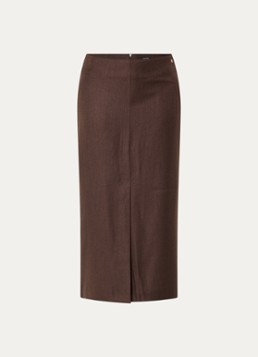 NIKKIE Dames Anou midi kokerrok in de kleur Donkerbruin