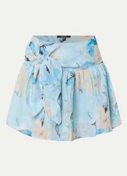 NIKKIE Dames Avalon midi plooirok met bloemenprint en geknoopt detail in de kleur Lichtblauw