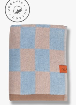 Mette Ditmer Retro badhanddoek met ruitdessin Lichtblauw - Deal