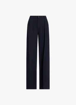 Ralph Lauren Dames High waist wide fit pantalon met steekzakken en persplooi in de kleur Donkerblauw