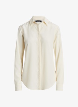 Ralph Lauren Dames Semi-transparante blouse met sierknopen in de kleur Mascarpone Cream / Beige