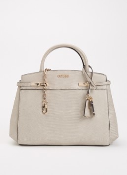 GUESS Dames Melinda handtas met crocostructuur en afneembare schouderriem in de kleur Donkerbeige, maat: 1SZ