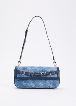 GUESS Dames Dovie schoudertas van denim met logo print