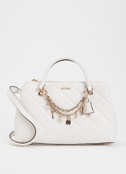 GUESS Dames Libby handtas met logoprint en afneembare schouderriem