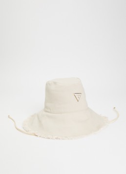 GUESS Dames Bucket hoed met logo in de kleur Beige, maat: l