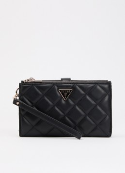 GUESS Dames Juliet portemonnee met quilt patroon in de kleur Zwart, maat: 1SZ