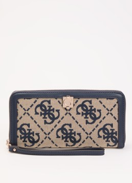 GUESS Dames Audrey portemonnee met logoprint in de kleur Donkerblauw, maat: 1SZ