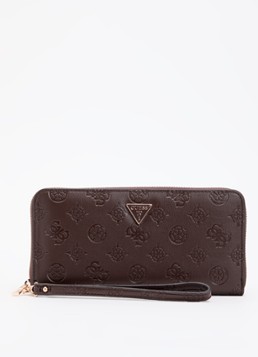 GUESS Dames Diana L portemonnee met logoprint in de kleur Chocoladebruin, maat: 1SZ