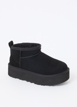 UGG Meisjes Classic Ultra Mini Platform enkellaarsje van suède in de kleur Zwart, maat: 31