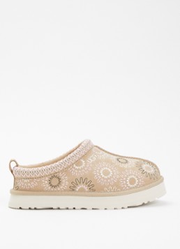 UGG Meisjes Tazz Sun Stitch instapper van suède in de kleur Khaki, maat: 32.5