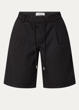 Replay Heren Straight fit korte broek met trekkoord en steekzakken in de kleur Zwart, maat: 32