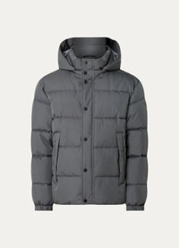 Replay Heren Puffer jack met ritszakken en afneembare capuchon in de kleur Antraciet, maat: XXL