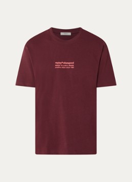 Replay Heren T-shirt met logo- en backprint in de kleur Bordeauxrood, maat: XL